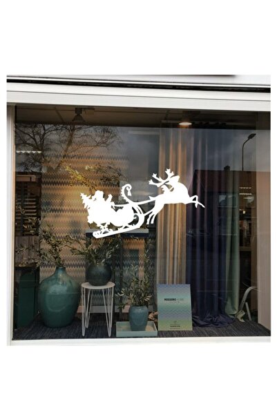 New Jargon Yılbaşı Cam Süslemeleri Noel Baba Ve Geyik Sticker Yapıştırma 32x5...