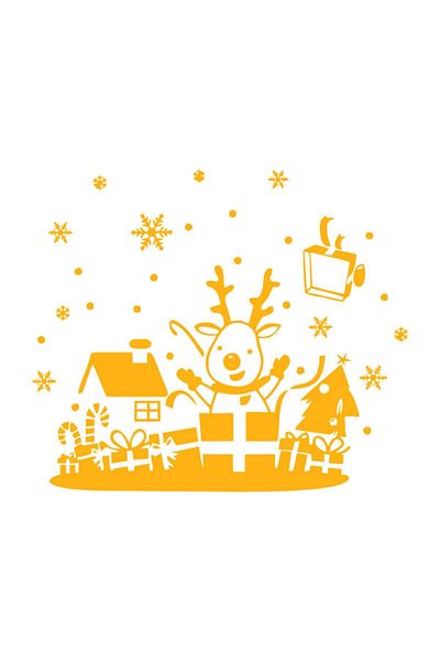New Jargon Κίτρινα Πρωτοχρονιάτικα Διακοσμητικά Cute Deer Star Snowflake 84x10 cm