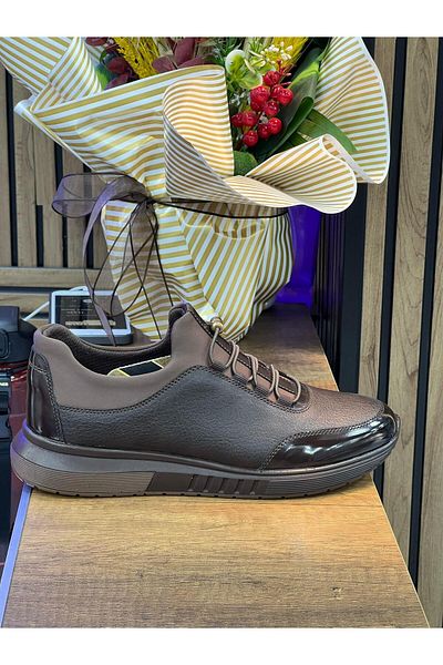 homiro Brown Men's Lace-Up Leather Shoes