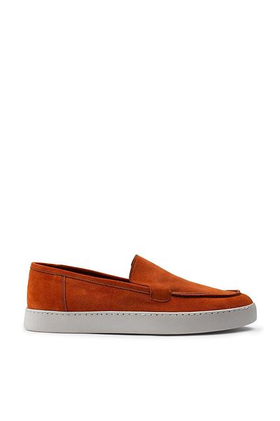 Deery Γνήσια Suede Orange Loafer Ανδρικά Παπούτσια