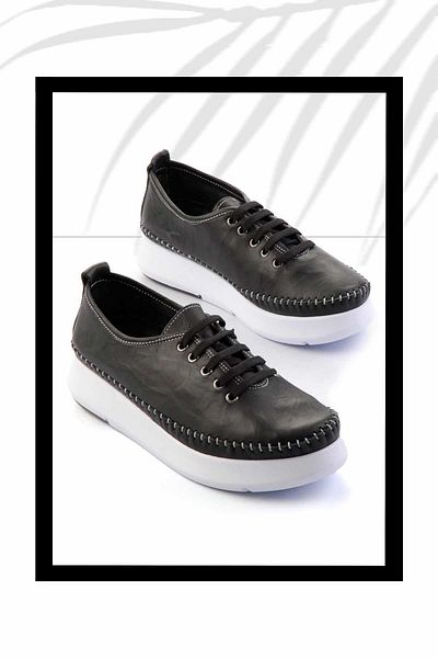 Bambi Schwarze Damen-Freizeitschuhe aus echtem Leder K 01908005203