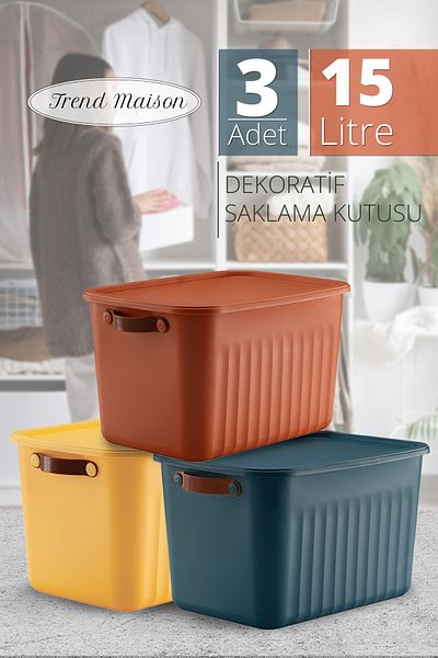 Trend Maison 3-Pack Organization Box - Decorative Storage Box with Lid