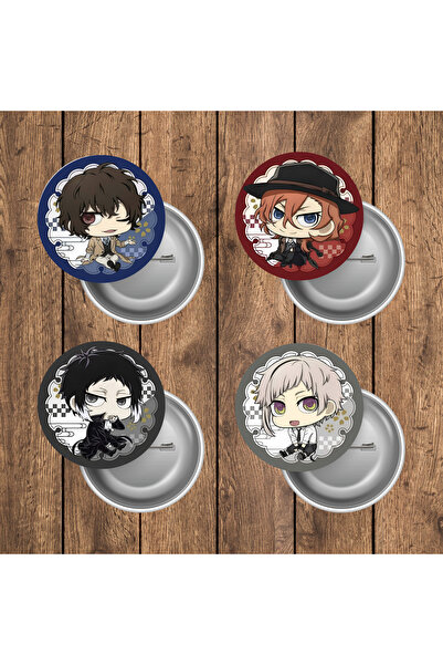 mertfigur Bungo Stray Dogs Dazai Chuya Buton Rozet Seti (44mm)