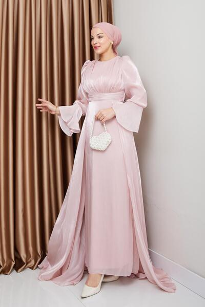 Olcay Βραδινό φόρεμα με μεταξωτή χιτζάμπ φούστα Yoryo - PUDRA 1235