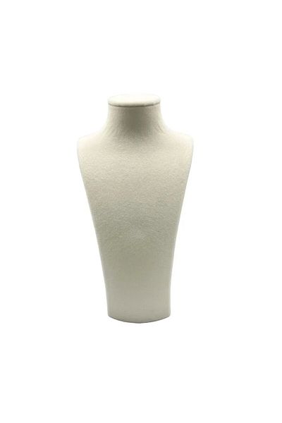 MeGass Dekor Εγχώριας παραγωγής Suede Fabric Cream Χρώμα 27/12 cm Κολιέ Choker Chain Κοσμήματα Επίδειξη Μανεκέν