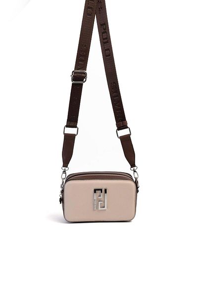 Silver Polo Ασημί & Polo Beige - Καφέ SP1078 Γυναικεία τσάντα χιαστί