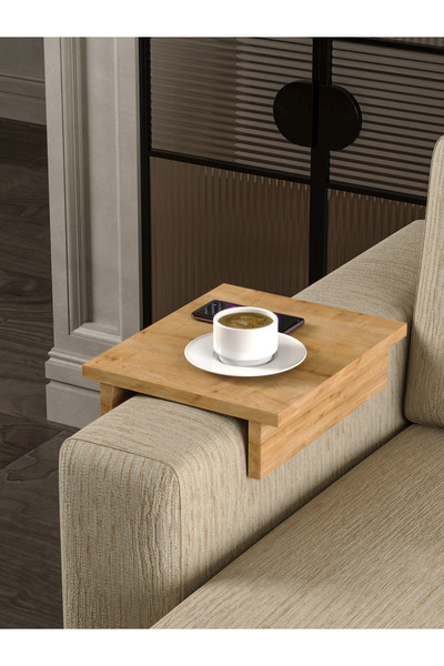 PDMPOİNT DOLAP MARKET Yan Sehpa Ayarlanabilir Tepsi Dikdörtgen Dekoratif Modern Yatay Dikey Koltuk Sehpası Safir Meşe