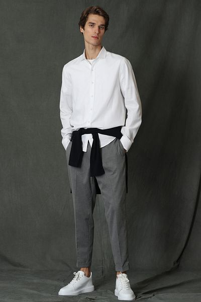 Lufian Cămașă de bază Viana pentru bărbați Comfort Slim Fit Alb