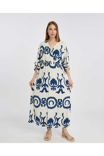 BUUFUU Summer Printed Viscose Fabric Women Dress