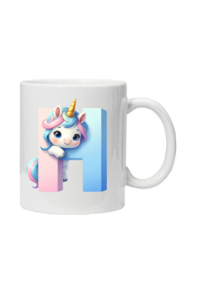 OEM Cana albă personalizată „litera H de nume inițială”, INOVATIX®. 330 ml