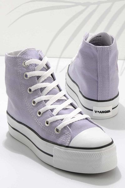 Bambi Lila Leinen Freizeitschuhe für Damen K01688010718