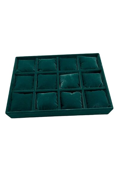 MeGass Dekor Domestic Production Tokyo Model Suede Fabric Khaki Green Color 12 Padded Drawer Ici Jewelry Box