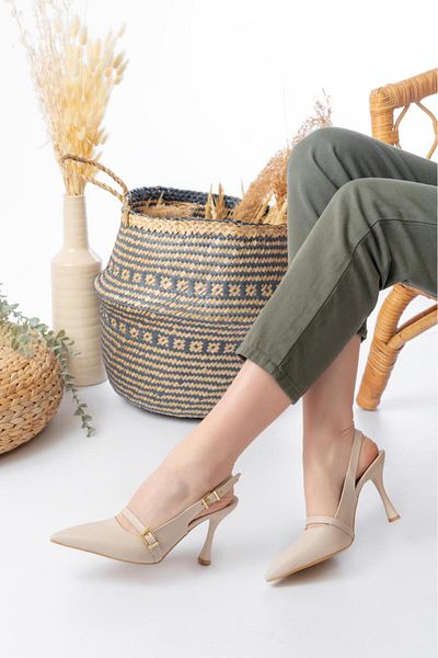 Egepass Eliz Single Band Elegant Women's Heeled Shoes with Elegant Buckle