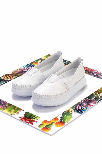 Bambi Weiße Damen-Freizeitschuhe aus echtem Leder K 01908005503