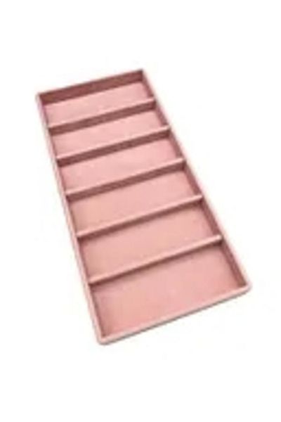 MeGass Dekor Domestic Production Lefkoşa Model Suede Fabric Pink Color 38 cm / 19 cm Glasses Display Stand Inside Drawer