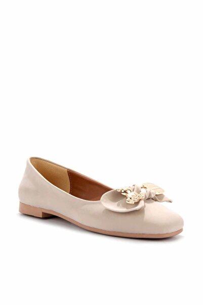 Bambi Bej Nubuk Kadın Loafer Ayakkabı K01641121401