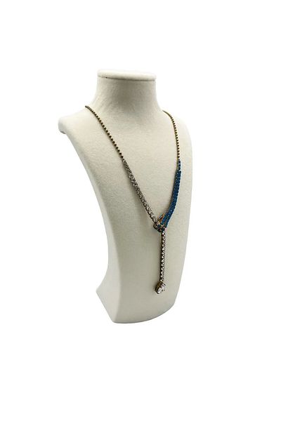 MeGass Dekor Εγχώριας παραγωγής Suede Fabric Cream Χρώμα 27/12 cm Κολιέ Choker Chain Κοσμήματα Επίδειξη Μανεκέν