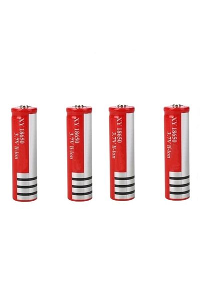 Depox Set Of 4 Ideallstore® Batteries, Gh 18650, 6800 Mah, 3.7 V, Li-ion, Red