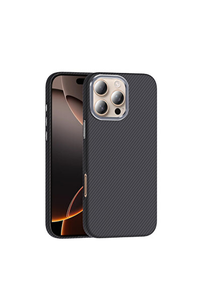 zore iPhone 16 Pro Kılıf Magsafe Şarj Özellikli Karbon Fiber Görünümlü TDOM G...