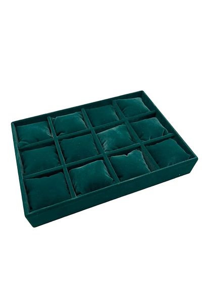 MeGass Dekor Domestic Production Tokyo Model Suede Fabric Khaki Green Color 12 Padded Drawer Ici Jewelry Box