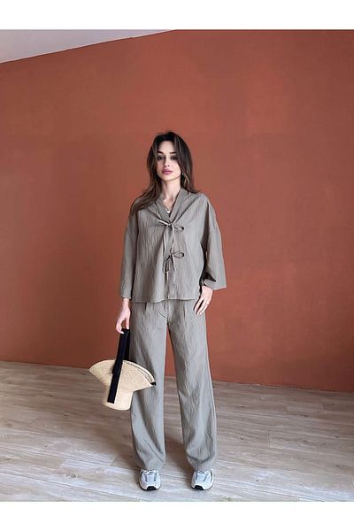 chwain Summer Modal Fabric Binding with Tool with Detailed Shirt and Pantalon Suit