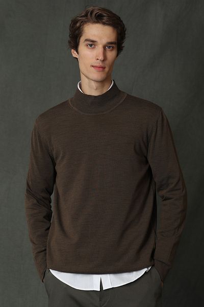 Lufian Point Half Fisherman Men's Sweater Camel Hair