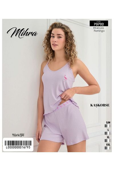 Mihra Mi̇hra Women's Rope Strap Shorts Camisole Pajama Set