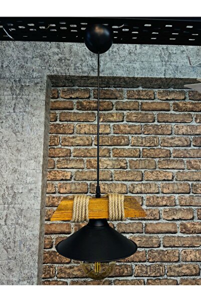 apex avize ahşap tekli  şapkalı  ceviz