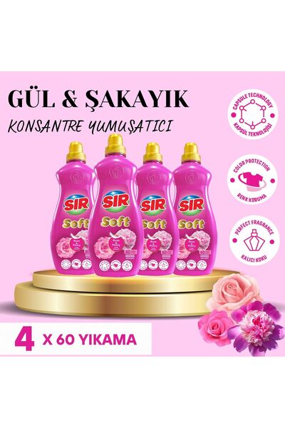 Sır Konsantre Çamaşır Yumuşatıcısı Gül & Şakayık 1440 ml 60 Yıkama 4 Adet