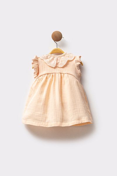 Cassiope Summer Cotton with Sleeveless Lace Collar Comfortable Casual and Special Casual Eid Girl Baby Dress