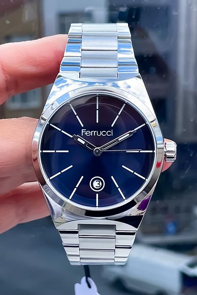 Ferrucci New Season Silver Color Steel Men's Wristwatch 3Atm Waterproof Bracelet Gift for Father's Day
