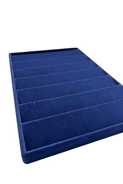 MeGass Dekor Domestic Production Suede Fabric Navy Blue Color 34/24 cm Gradual Drawer Earring Stand