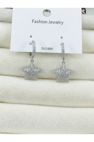DS DİAMONDSHOP Zircon Stone Hanging Star Earrings - New Season