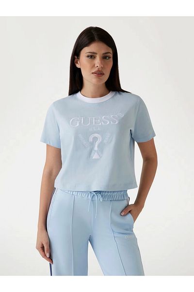 Guess Tricou Filanta Crop Tee pentru femei, albastru, V5gı18ı3z14-g7o3
