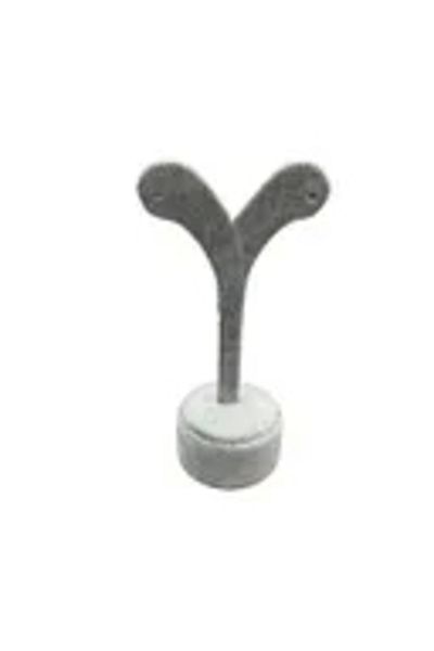 MeGass Dekor Domestic Production Suede Fabric Gray Color 12 cm Earring Display Accessory