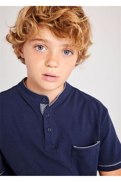 MAYORAL Boy's Mao Collar T-Shirt Navy Blue 6131