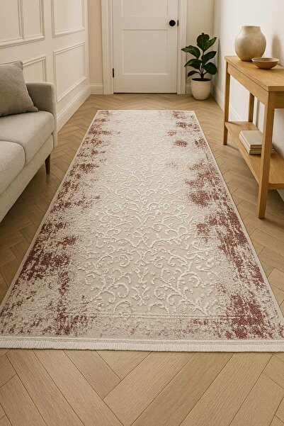 KARAR HALI 100x200 Ebatında Modern Pembe Renkli Yolluk