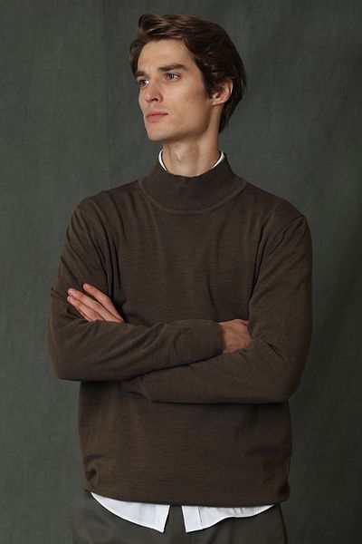 Lufian Point Half Fisherman Men's Sweater Camel Hair