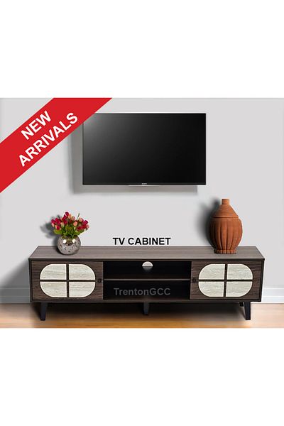 TrentonGCC Contemporary Tv Console With 2 Doors And Open Shelves – 160x40x45 Cm