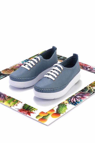 Bambi Pantofi casual de damă albastru din piele naturală K 01908005203
