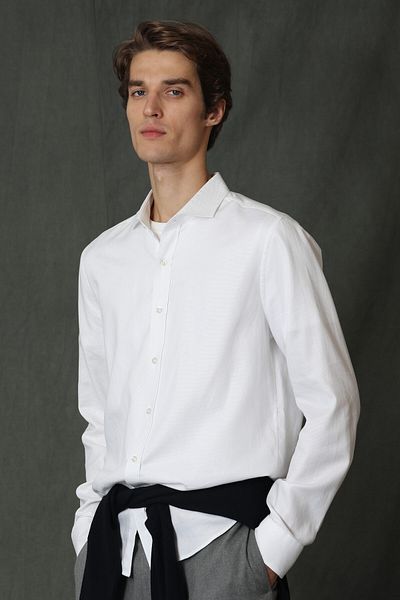 Lufian Cămașă de bază Viana pentru bărbați Comfort Slim Fit Alb