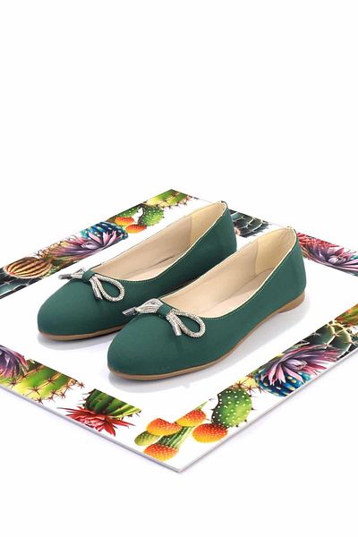 Bambi Green Lame Stone Nubuck Women's Babet K 01823016301