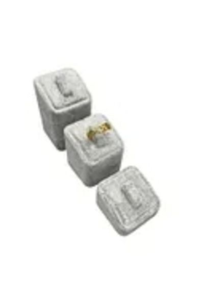 MeGass Dekor Domestic Production Suede Fabric Gray Color Triple Suit Ring Display Accessory