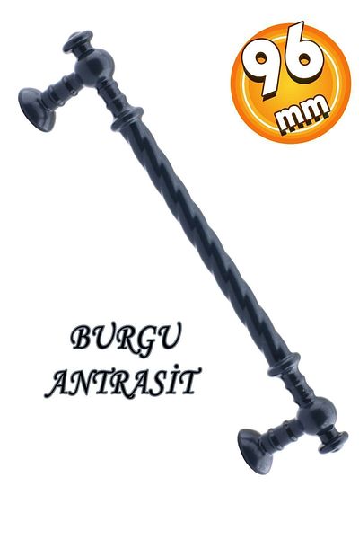 Badem10 Auger Antracit (96 MM - 9,6 CM) Mobilier metalic Sertar de bucătărie Dulap dulap Mâner de ușă Mâner de mâner