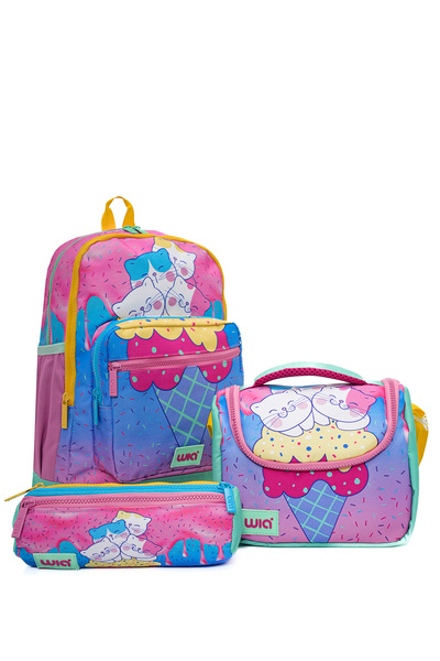 Ice Cream With Cats Girls 3-Piece School Bag Set