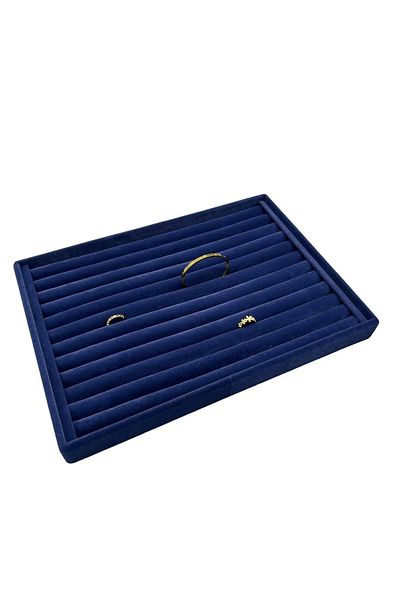 MeGass Dekor Domestic Production Large Size Suede Fabric Navy Blue Color 34 cm / 24 cm Sausage Ring Display Stand