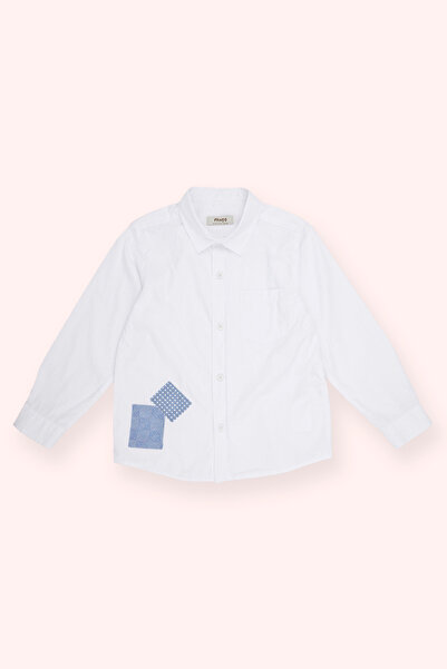 Panço Erkek Çocuk Patch Detaylı Beyaz Gömlek