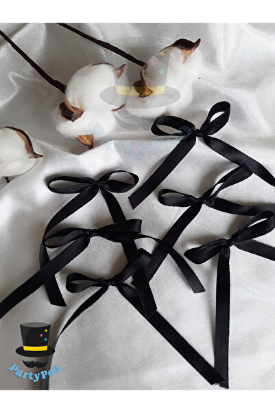PartyPoo Panglică de satin neagră fundă 20 buc. dimensiune medie