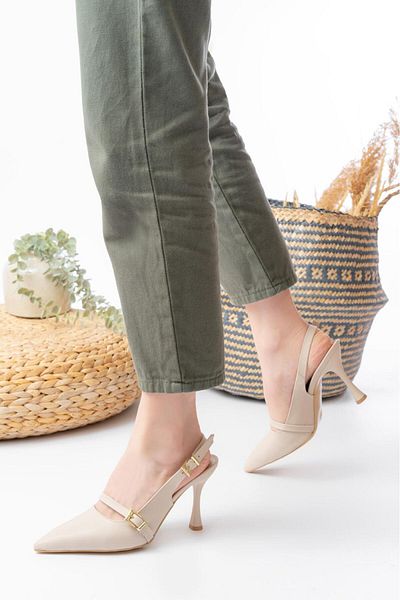Egepass Eliz Single Band Elegant Women's Heeled Shoes with Elegant Buckle
