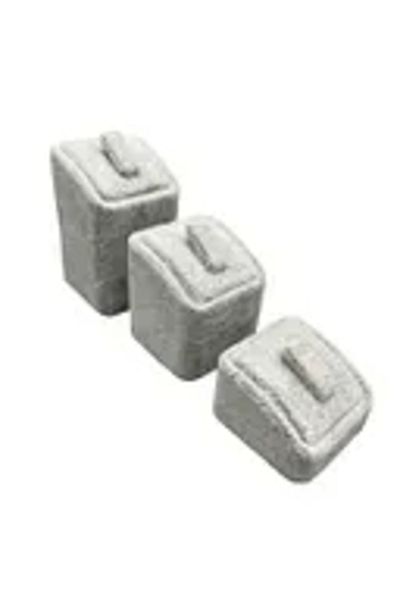 MeGass Dekor Domestic Production Suede Fabric Gray Color Triple Suit Ring Display Accessory